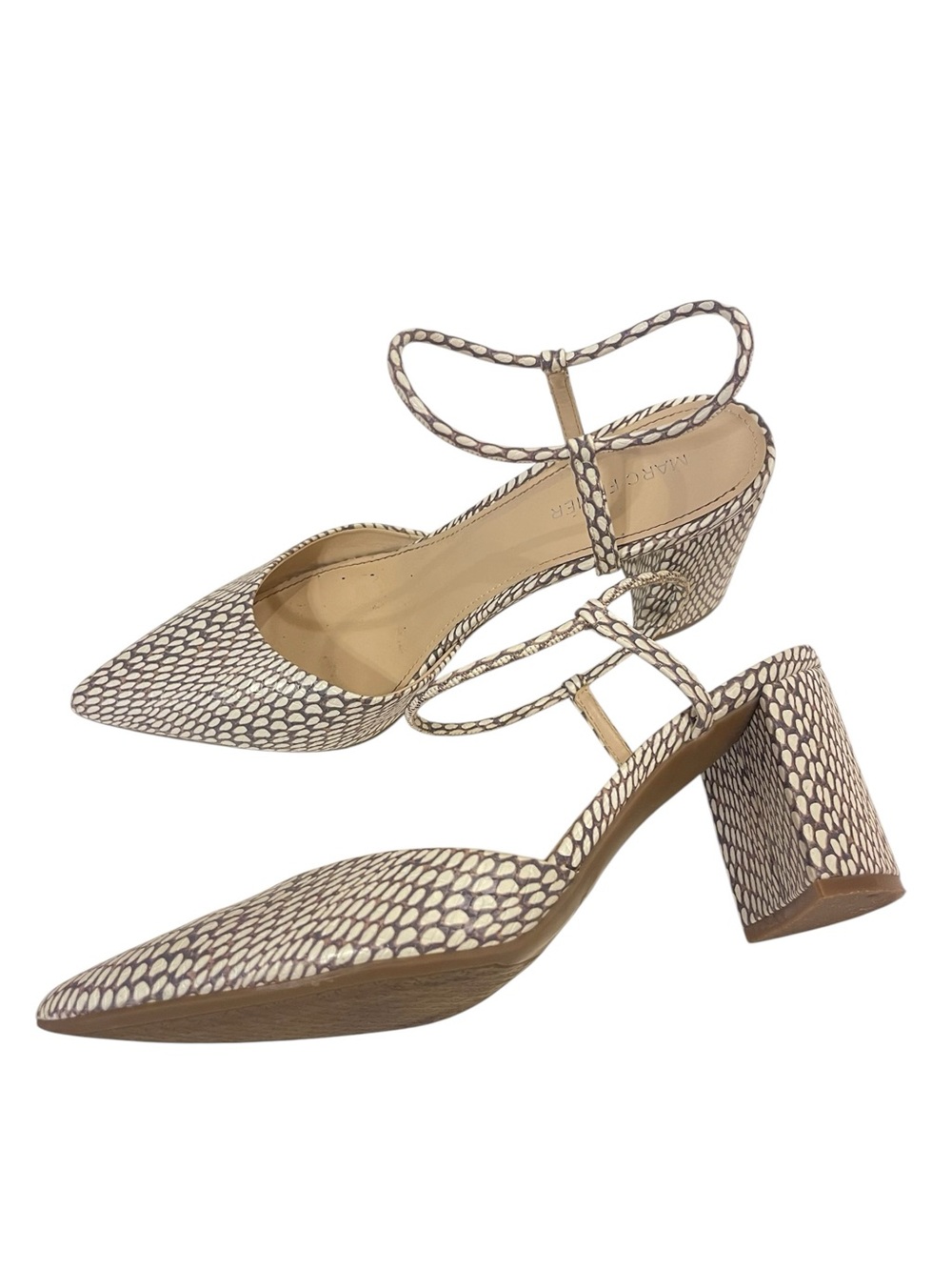 Marc Fisher Callo Ankle-Strap Block Heel Pumps Snake Print - Picture 2 of 6